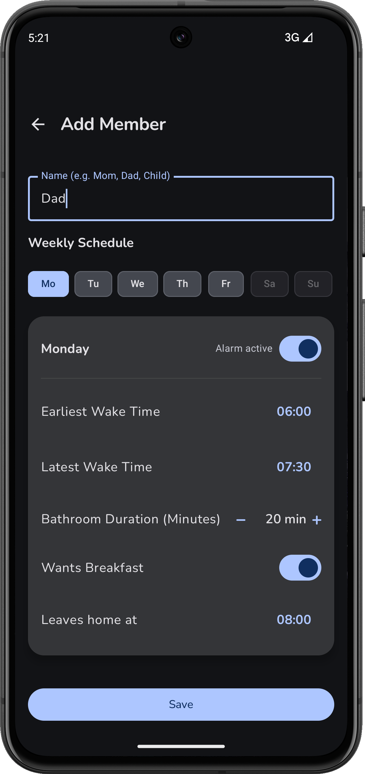 Ustawienia profilu (Tryb Ciemny)