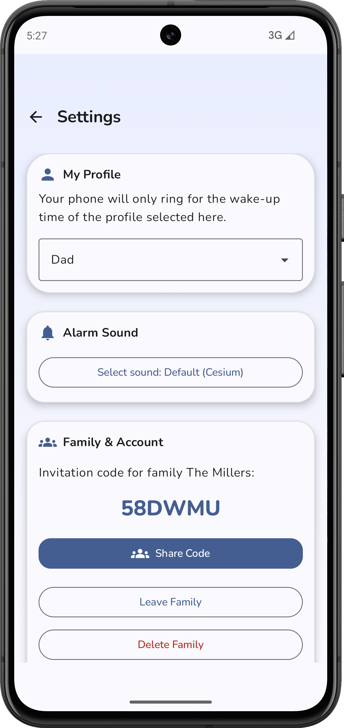 Kod zaproszenia i rodzina