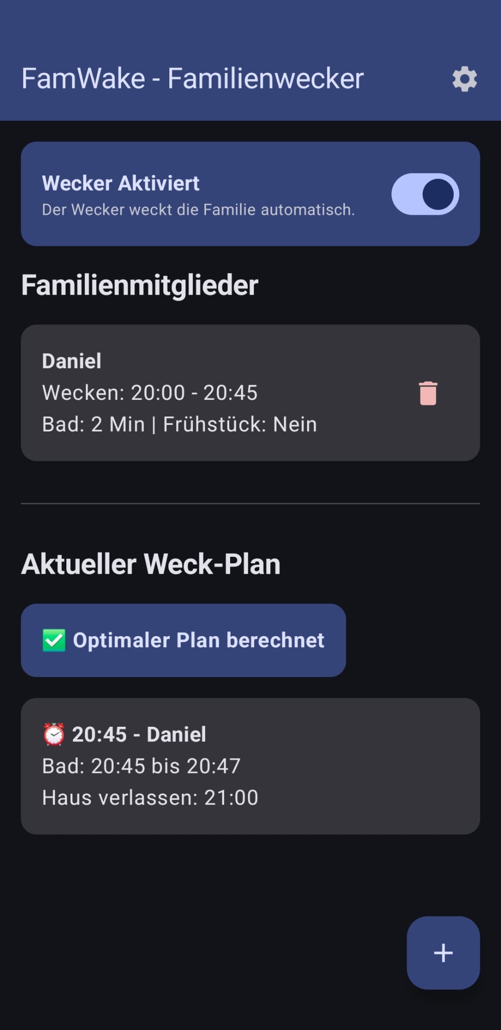 Hauptansicht (Dashboard)